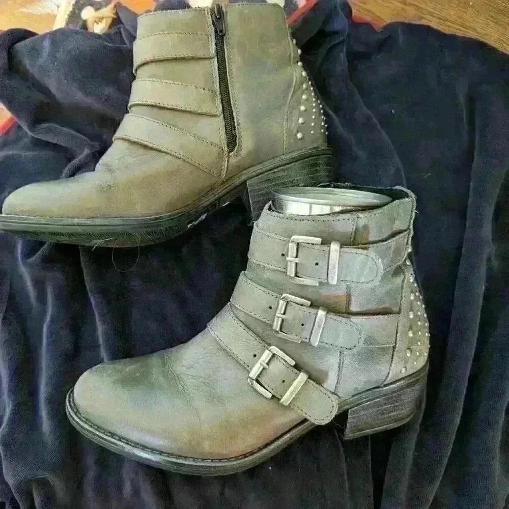 Eric Michael grey leather booties size eu 37